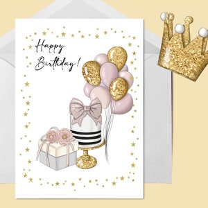 Carte d’anniversaire femelle, gâteau d’anniversaire, partie d’anniversaire, célébration, carte pour la fille