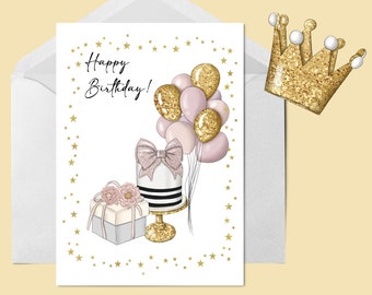 Female Birthday Card , Birthday Cake, Birthday Party, Celebration, Card for Girl