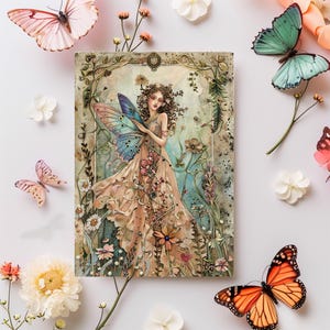 Carte d'anniversaire de femme, carte de fée mystique, carte pour fille, carte de voeux pour elle, fée de nuit de la mi-été,