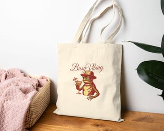 Tote Bag with A Frog Design, Animal Lover Gift, Canvas Tote, Cute Saying, Funny Reusable Bag, Eco-Friendly Shopping Bag