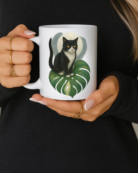 Unbeeindruckte Katze Monstera Kaffeetasse, HousePlant Lovers Tasse,  botanisches Akzentdekor, Aroid bunte Crazy Cat Plant Lady Teetassen  Geschenk - Etsy.de