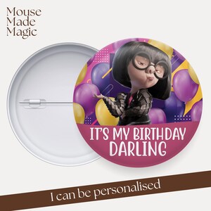 Edna Mode-badge verjaardagsknop | Disney-badge | Disney-speld | Disney vakantiebadge | Disney-patch | Disney-knop | Disney-verjaardag