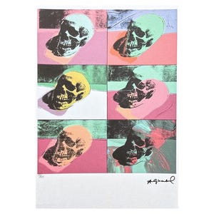 ANDY WARHOL - 6x Skull - signed, numbered edition 75/125, certificate, 35x50 cm (13,8x19,7 in) #artwall #artgift #artprint #popart #warhol