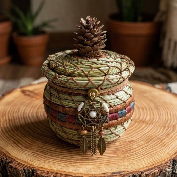 Native American Lidded Basket - Etsy