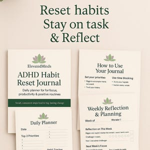 ADHD Habit Reset Journal Printable – Daily Planner for Focus, Productivity and Routine Building