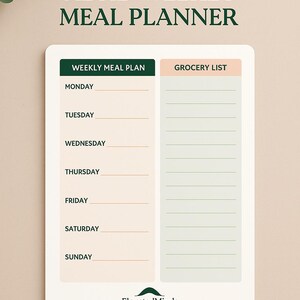 ADHD Weekly Meal Planner & Grocery List – Printable Organizer for Simple Meal Planning