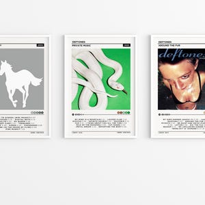 Deftones - Private Music, Around The Fur, White Pony Set Of 3 Album Poster / Music Gift / Music Wall Decor / Album Cover Art