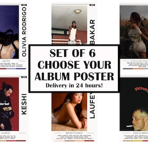 Set Of 6 Album Cover Poster / Custom Music Print / Album Cover Art / Music Gift / Album Tracklist Poster