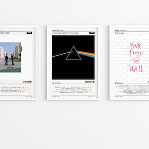 Pink Floyd - The Dark Side Of The Moon, The Wall, Wish You Were Here Album Set Poster / Album Cover Poster / Music Gifts / Album Art Print