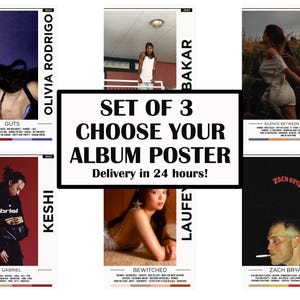 3er Set Album Cover Poster / Individuelle Musik Prints / Album Cover Art / Musik Geschenke / Album Cover Print