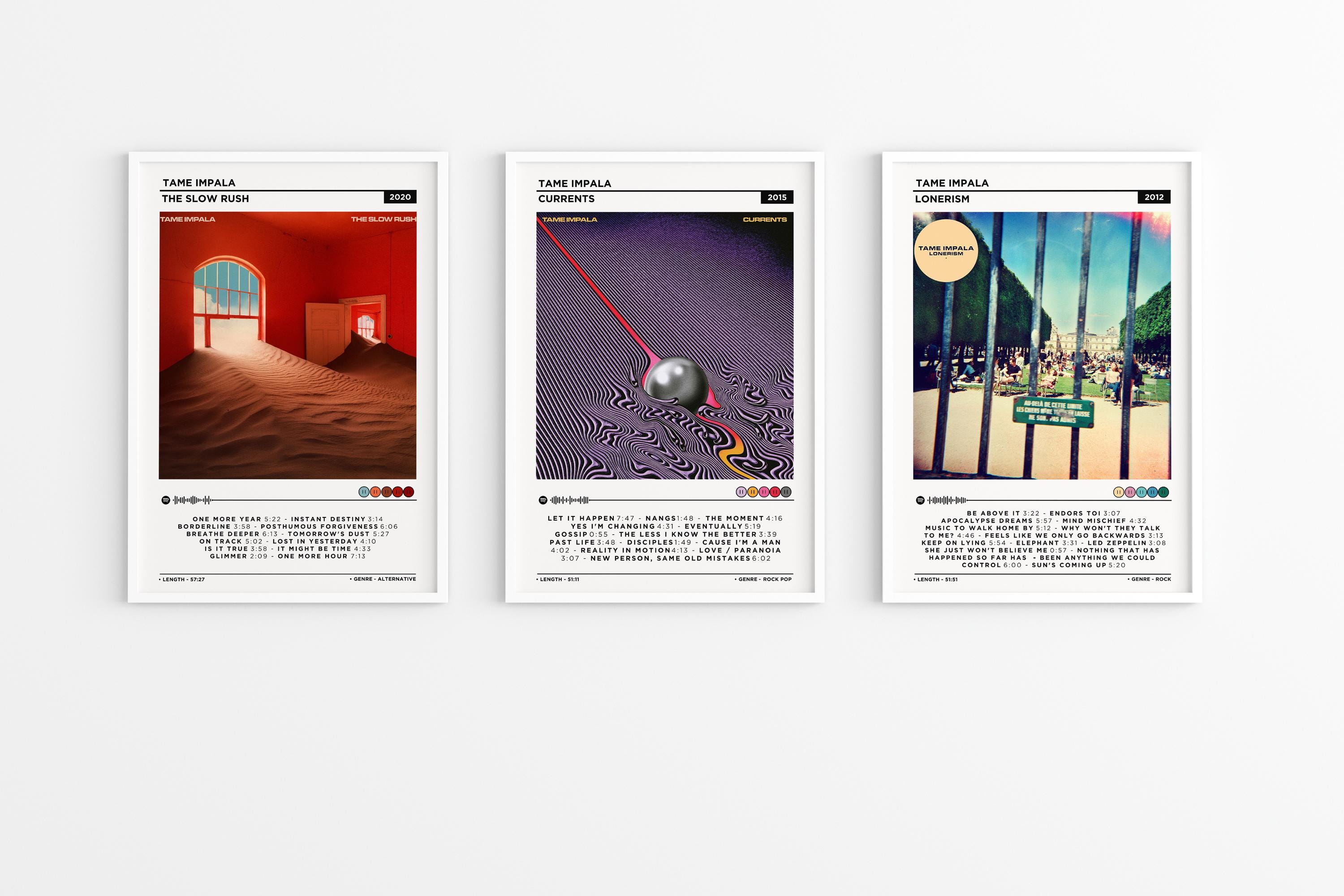 Tame Impala - Currents, Lonerism, The Slow Rush Album Set Poster / Album Cover Poster / Music Gifts / Music Wall Decor / Album Art