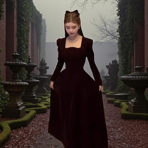 Vestido gótico de terciopelo / Vestido largo estilo victoriano vintage / Elegante vestido formal de noche