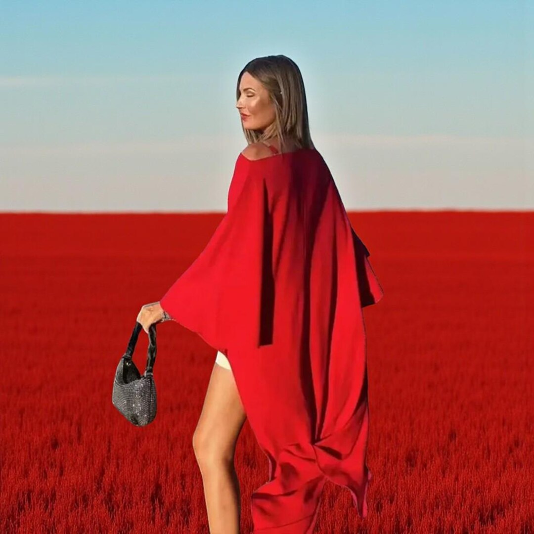 Genuine Products Flowing Cape Maxi Dress | Elegant Statement Dress ...