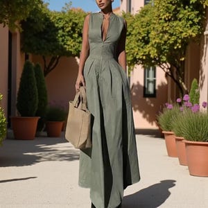 Genuine Women’s Maxi Dress | Elegant Sleeveless Long Gown | Designer Evening Wear