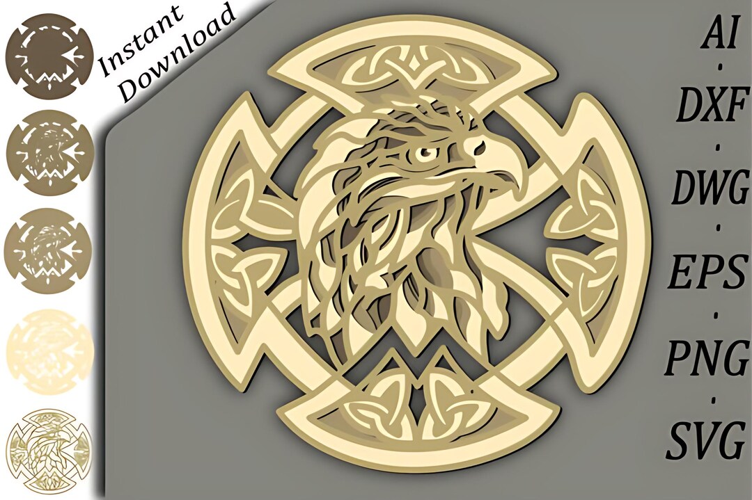 3D Layered Eagle Mandala SVG: Laser Cut Papercut Files (digital ...