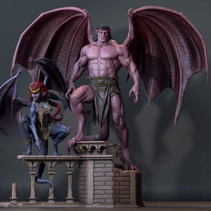 Demona i Goliath Gargoyles STL Plik do druku 3D | Plik do druku 3D | Figurka Gargoyles STL | Model STL potwora fantasy | Plik STL Fan Art