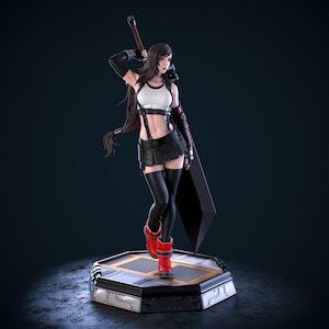 ティファ・ロックハート STL 3D プリントファイル | ファイナルファンタジー フィギュア STL | ティファ像 3D プリントモデル | アニメガール STL ファイル | 3D プリント ティファ・ロックハート
