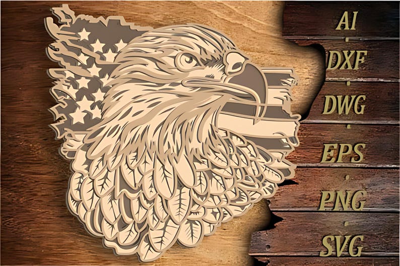 3D Eagle SVG: Multilayer Laser Cut Files for Cricut, Silhouette - Etsy ...