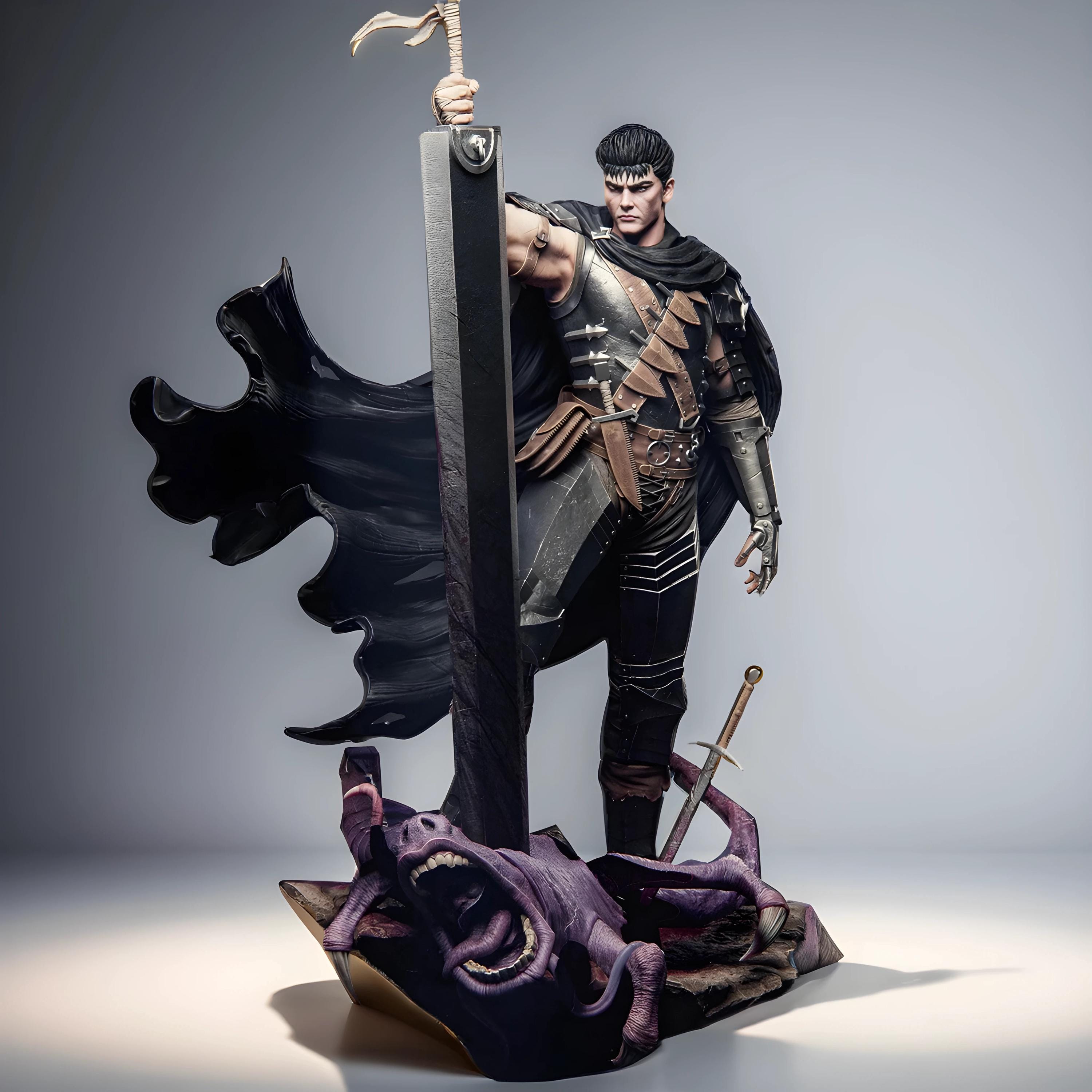 Guts STL 3D Print File | Berserk 3D Printable Figurine | Guts Anime STL Model | Black Swordsman STL | Dark Fantasy 3D Print File Download