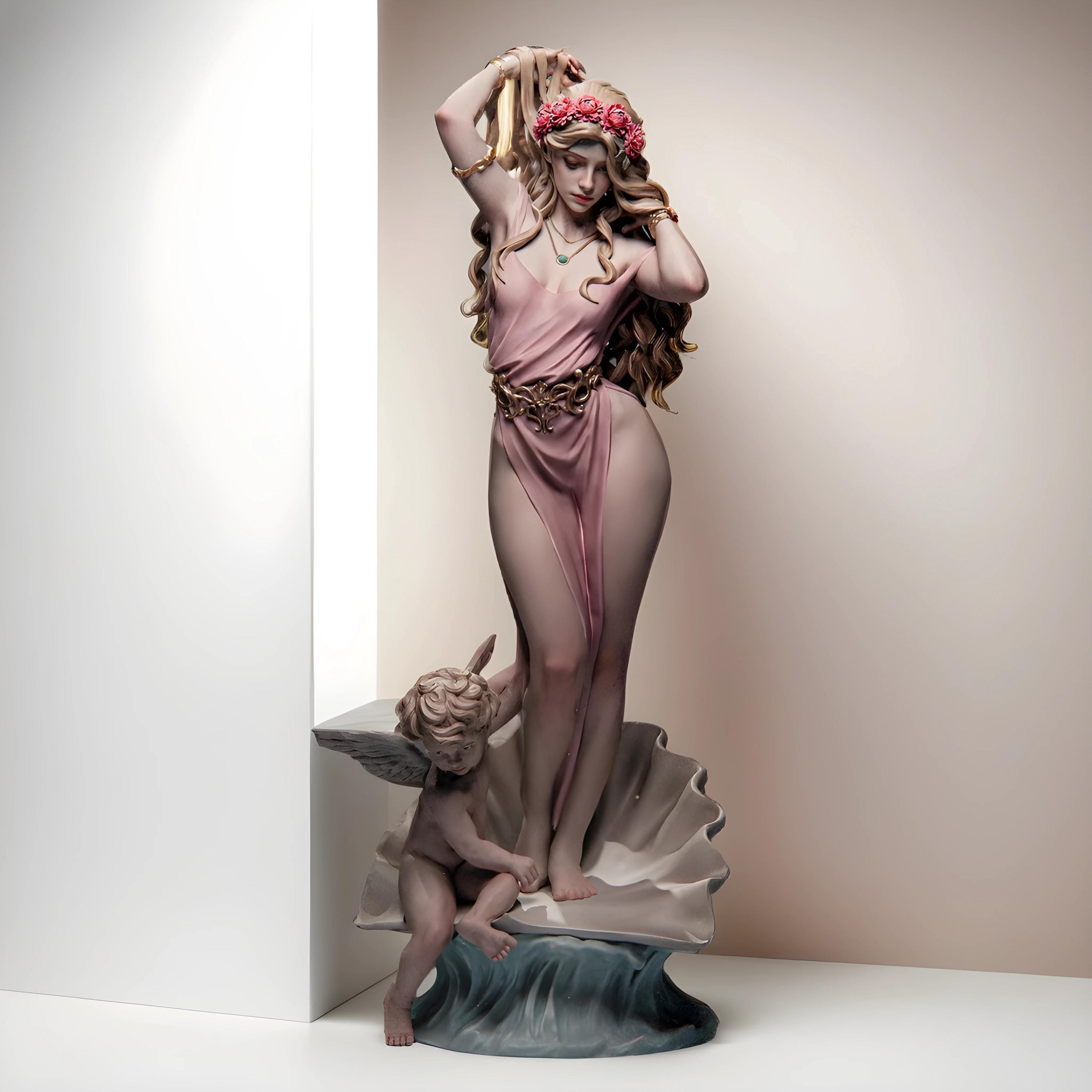 Aphrodite STL File | Greek Goddess Fan Art 3D Print Model | Elegant Beauty Figurine with Flowing Robes | Resin Statue | Digital Download