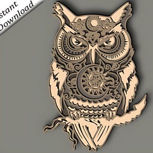 Owl Multilayer SVG DXF | 3D Layered Owl Mandala Cut Files for Laser Cutting, Cricut, Silhouette, Glowforge, Woodland Decor