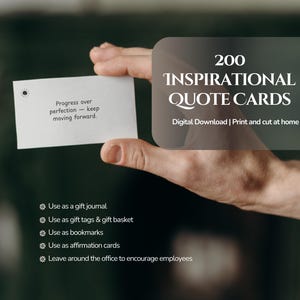 200 cartes de citations inspirantes Cartes d'affirmation imprimables Cartes de motivation numériques Cartes de correspondance inspirantes Tableau d'humeur Citations inspirantes