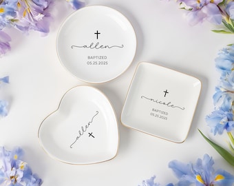 Personalized Baptism Jewelry Dish, Baptism Gift, Goddaughter Confirmation Gift, First Communion Confirmation Gift, Religious Christian Gift