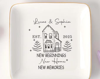 Huwelijkscadeau, gepersonaliseerde keramische ringschotel, nieuw interieur, housewarmingcadeau voor stel, verlovingscadeau