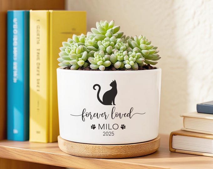 Forever Loved Pet Memorial Planter, Personalized Pot Pet Name, Sympathy Gift for Dog Cat Loss, Never Forgotten Keepsake, Pet parents Gift