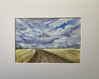 Summer Field Watercolor Painting