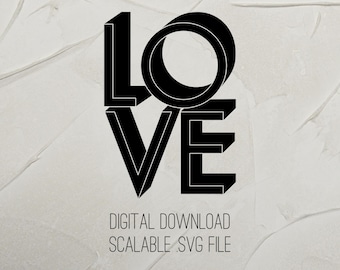 LOVE typography inspired digital art transparent SVG download