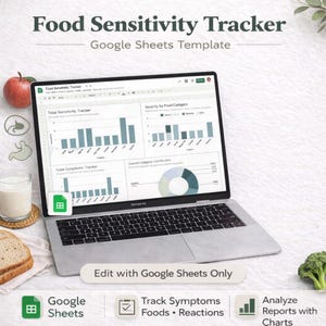 食物過敏症トラッカー：Google スプレッドシートの症状とトリガーログ（デジタルダウンロード）