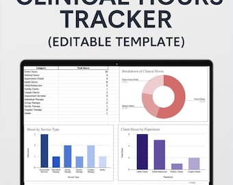 Clinical Hours Log Google Sheets: Counseling Internship Tracker (Digital Download)