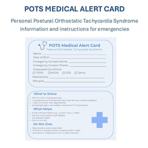 Medical Alert Card for POTS | Stay Safe On-the-Go | Emergency Information Tool