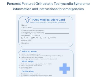 Medical Alert Card for POTS | Stay Safe On-the-Go | Emergency Information Tool