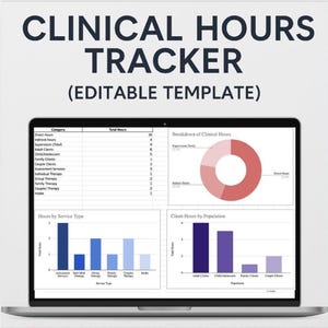 Clinical Hours Log Google Sheets: Counseling Internship Tracker (Digital Download)