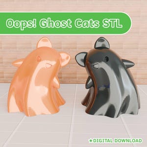 Oops! Ghost Cat Figurines - STL Files (2pcs) | Digital Download for 3D Printing
