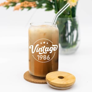 Vaso de cristal vintage de 1986 para cumpleaños: Regalos para mujeres en su 40 cumpleaños, Regalo para ella o para él. imagen 6