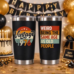 Vintage 50th Birthday Gift for Men,  1976 Gifts Women Tumbler, Retro Birthday Present Cup