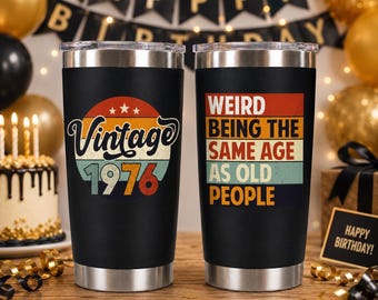 Vintage 50th Birthday Gift for Men,  1976 Gifts Women Tumbler, Retro Birthday Present Cup