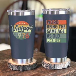 Vintage 50th Birthday Gift for Men, 1976 Gifts Tumbler 20oz, Retro Birthday Present Cup