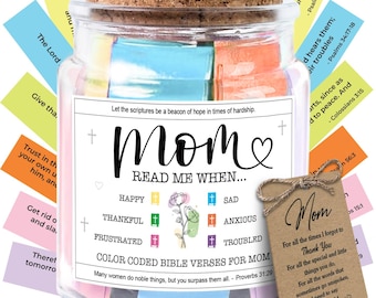 Christian Birthday Gift for Mom , Mom Bible Verse Scripture Jar, Daily Encouragement Gifts Mama