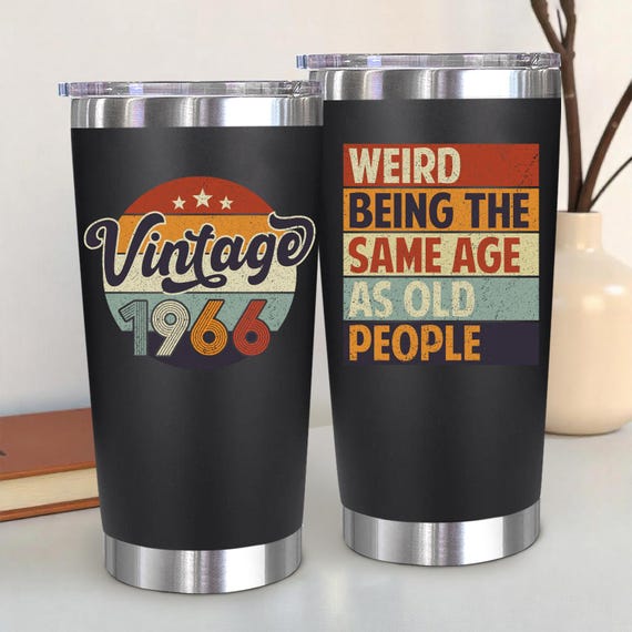 Vintage 1966 Birthday Gift Her, Him Tumbler: Funny 60th Birthday Decorations Women, Men Gifts