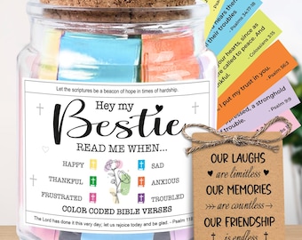 Bestie Christian Gifts Bible Verse Jar, BestFriend Birthday , Christmas Gift for Her, Scripture Jar