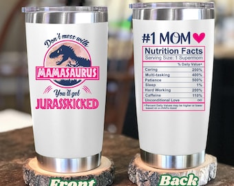 Mother's Day Gifts for Mom, Mom Gift Tumbler 20oz, Mamasaurus Birthday Cup, Dinosaur Mug