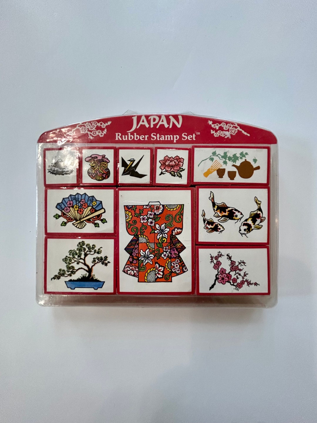 Vintage Japan Rubber Stamp Psx SET of 10 Kimono Tea Crane Etsy