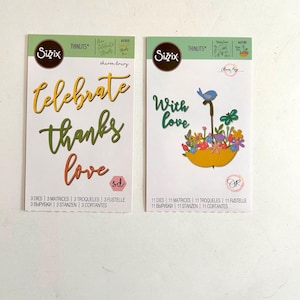 Sizzix thinlits. Dies by Olivia Joje with love  umbrella and flowers  Dies  set of 14   card making junk journals  665180 663850