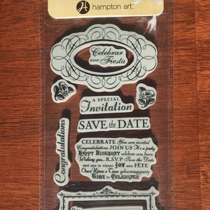 Graphic 45 stamps celebrate Wedding frames congratulations Save  the date   set of 10 Cling  stamp for  cards crafts tags or journals NIP