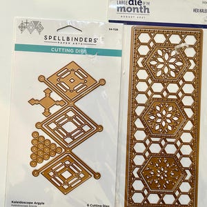 Spellbinders geometric metal dies Kaleidoscope argyl and hex Kaleidoscope 8 pieces card making junk journal supply NIP