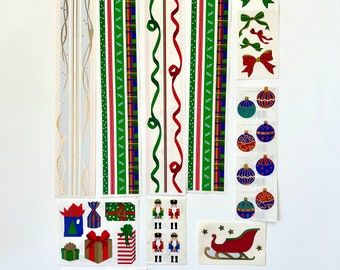 Vintage Mrs Grossman assorted Christmas  stickers set of 13 sheets elves presents sleigh reindeer bows journal making  retro sticker